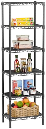 Golpart 6Tier Adjustable Storage Shelves Metal Wire Shelving Standing Shelf | Utility Heavy Duty Unit Rack Closet Organize for Home Kitchen Laundry Room Organization Pantry 10"Dx16"Wx63"H Black - color: Black, size: 6-tier-10"Dx16"Wx63"H