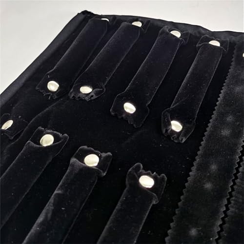 Velvet Travel Jewelry Case Roll Bag Organizer for Necklace Bracelet Earrings Ring (Black) (Black set) - color: Black Set