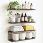 Fixwal 3+1 Tier Bathroom Floating Shelves Over Toilet, Dark Brown | Dark Brown Wood Shelf Set with Toilet Paper Storage Basket, Natural Finish, 40Lb Weight Limit, Quick Mount, Versatile - color: Dark Brown
