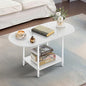 White Coffee Tables for Living Room,Mid Century Oval Center Table with Storage Shelf and Wood Tabletop,2-Tier Modern Narrow Cocktail Tea Table for Small Space,Small Apartment - color: White