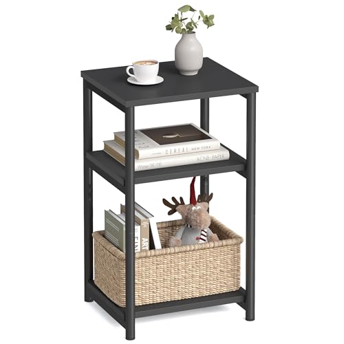 VASAGLE BARNET Collection - Side Table, Small End Table for Living Room, Modern Tall Nightstand, Bedroom, Office, Bathroom, Steel Frame, Ink Black ULET273B16 - color: Ink Black