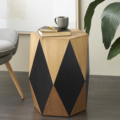 Deco 79 Wood Geometric Side End Accent Table Diamond End Table with Black Accents, Side Table 19" x 19" x 24", Brown - color: Brown, size: 19" x 19" x 24"
