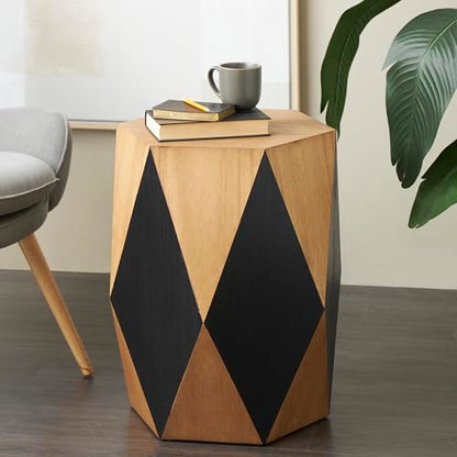 Deco 79 Wood Geometric Side End Accent Table Diamond End Table with Black Accents, Side Table 19" x 19" x 24", Brown - color: Brown, size: 19" x 19" x 24"
