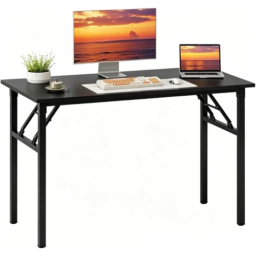 Need Home Office Desk 47 inch - No Assembly Folding Computer Table with BIFMA Certification,Computer Table Workstation Perfect for Teens/Office/Home - color: Black & Black Frame, size: 47inch