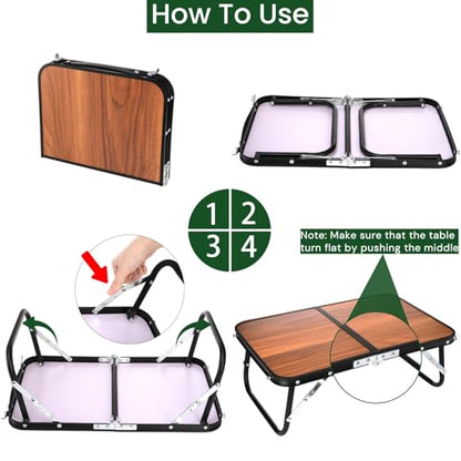 Folding Camping Table | Mini Portable Beach Table with Carry Handle, Ultralight Compact Picnic Dining Low Table for Indoor Outdoor, Garden, BBQ