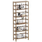 HITNET Bookcase, Bamboo Bookshelf, 6-Tier Adjustable Tall Open Book Shelf, Free Standing Storage Shelves Organizer, Flower Plant Display Stand, Walnut - color: Walnut