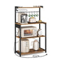 VASAGLE BARNET Collection - Kitchen Bakers Rack with Power Outlet, 31.5-Inch Wide Coffee Bar 4-Tier with 8 S Hooks, Modern Microwave Stand, Adjustable Shelf, Rustic Brown and Ink Black UKKS029KD01 - color: Rustic Brown + Ink Black, size: 31.5"W