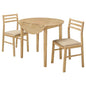 Coaster Home Furnishings 3-Piece Round Wood Dining Room Set Drop Leaf Extension Table Ladder Back Side Chairs Upholstered Seat Cushions Beige and Natural 130006
