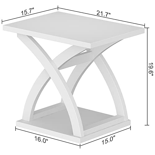 ChooChoo End Side Table,Modern End Table with Storage Shelf | Simple shape, Living Room,White - color: White, size: 15.7"D x 21.7"W x 19.6"H