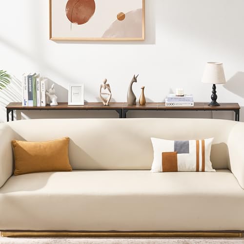 Console Table, Narrow Entryway Table, Thin Sofa Table, Behind Couch Table,for Hallway, Bedroom, Living Room, Foyer, 9.4 x 39.4 x 31.5 Inches, Rustic Brown - size: 9.4" W x 39.4" D, style: Ordinary