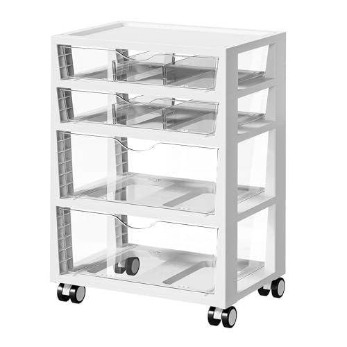 Vtopmart Plastic Drawer Storage Rolling Cart with Wheels, 4-Tier Drawer Organizer for Art Crafts Supplies, Home Office Supplies, Toys, Under Desk Storage for Office, Craft Room, Bedroom, Classroom - style: 4 Tier 4 Drawers