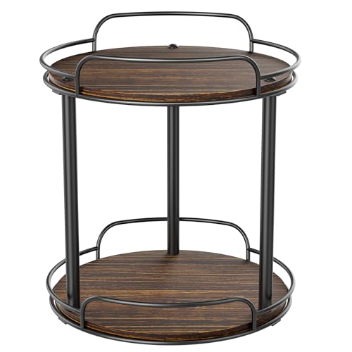 LAMU 9'' Wood Lazy Susan Turntable Organizer for Cabinet, 2 Tier Lazy Susan Spice Rack Organizer for Kitchen, Table Top, Countertop, Pantry, Medicine Organizer - size: 9 inches 2 Tier