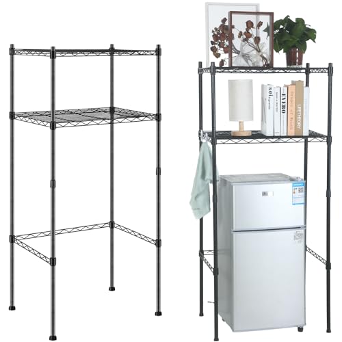 Threehoney Mini Fridge Shelf Over Fridge Storage Mini Microwave Stand for College School Dorm Office Space Dorm Room Saver Supply(2 Tier,Black) - color: Black, style: 2 Tier