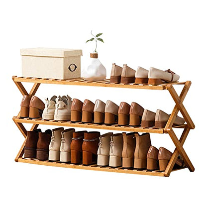 Choclaif Free Standing Shoe Racks for Closet, Shoe Shelf Bamboo Shoe Rack for Bedroom, Entryway Hallway Closet Living Room Organizer(3 Tier) - size: 3 Tier