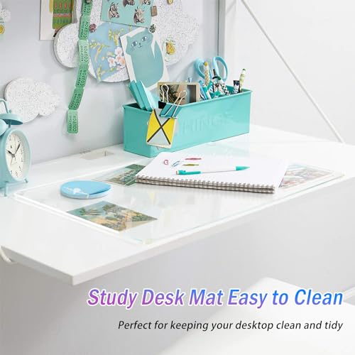 JanJunDec 17x36 Inch Multifunctional Clear Desk Pad Desk Mat for Desktop Laptop, Plastic Table Mat, Waterproof Table Cover, Transparent PVC Desk Protector Mat for Writing Desk End Table with Mouse Pad - size: 17x36 Inch