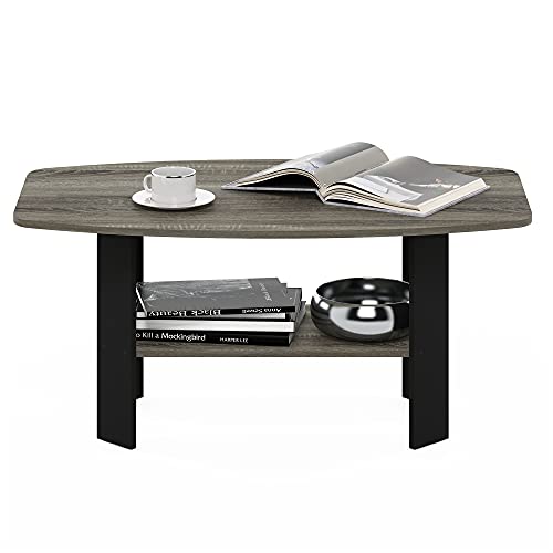 Furinno Simple Design Coffee Table, French Oak Grey/Black - color: French Oak Grey/Black, size: Coffee Table