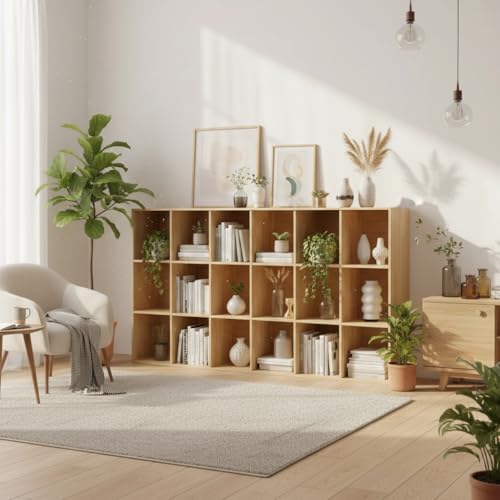 Gdrasuya10 18 Cube Storage Organizer with Closed Back Panel, 70" Long Horizontal Cube Shelf Floor Standing Opening Bookshelf, Display Shelf, Closet Cabinet for Home and Office - size: 18 Cubes