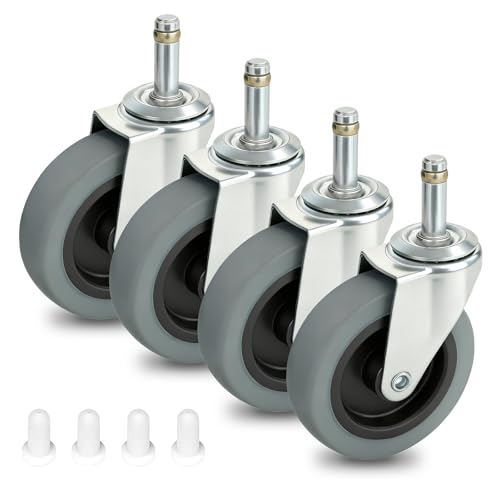4 Inches Stem Caster Wheels,7/16-Inch Stem Diameter Swivel Rubber Casters,Heavy Duty TPR Replacement Wheels for Rubbermaid Mop Bucket Utility Cart Shop Vac Weber Grills - 4 Pack - style: 7/16"x1-3/8"(No brake)