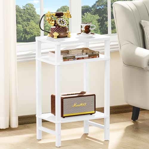 YUFAM Side Table End Table Tall Night Stand 3-Tier 2 Pack for Living Room Bedroom Bathroom Office Furniture White - color: White, size: 3 Tier