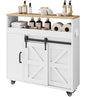 IRONCK Toilet Paper Cabinet, Slim Bathroom Cabinet with 4 Rolling Wheels, Farmhouse Slim Storage Cart with Paper Holes, Sliding Doors and Adjustable Shelf for Small Space, White/Natural