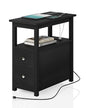 End Table with Charging Station, Side Table with 2 Drawer & USB Ports & Power Outlets, Nightstand for Small Spaces, Bedside Tables for Living Room Black - color: Black