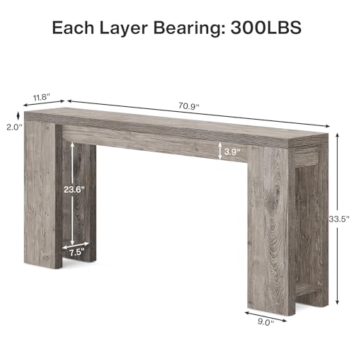 Tribesigns 70.9-Inch Extra Long Console Table, Farmhouse Wood Sofa Table Behind Couch, Narrow Entryway Accent Table for Living Room, Hallway, Entrance, Foyer, Grey - color: Grey