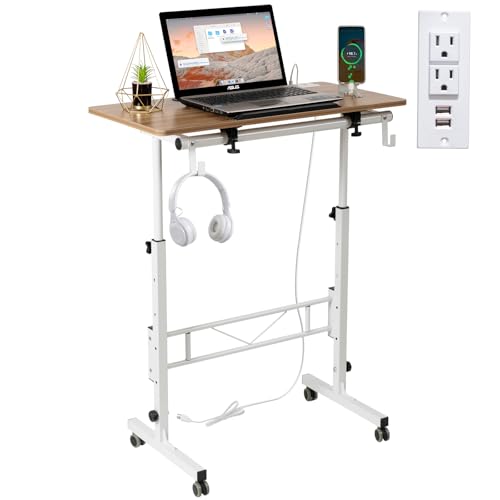 SIDUCAL Standing Desk Height Adjustable with Tiltable Tabletop, Vintage Oak - color: Vintage Oak, size: Upgraded