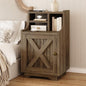 4ever2buy Oak Nightstand with Storage, 30" Tall Night Stand with Hutch | Farmhouse Tall Bedside Table End Table for Bedroom Living Room Sofa Office, Oak - color: Oak