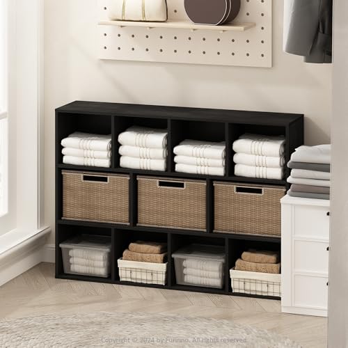Furinno Reed Closet Organizers and Storage, 11-Cube Closet Organizer, Open Shelf Closet Storage, for Wardrobe, Bedroom, Living Room, Blackwood - color: Blackwood, size: 11-Cube