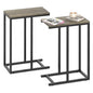 Giantex C Shaped End Table Set of 2, Small Side Tables for Sofa, Couch Tables that Slide Under with Metal Frame, Industrial TV Tray Table for Small Spaces, C Table for Living Room Bedroom, Greige - color: Greige