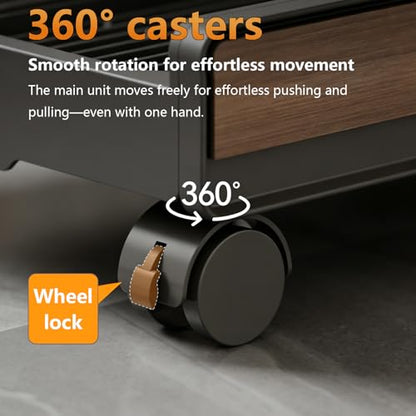 Heavy-Duty Adjustable Mobile CPU Stand with Locking Wheels,PC Tower Floor Cart,Ventilated Rolling Computer Holder Fits Most Gaming&Office Towers, Under Desk PC Riser with Caster Wheels (Wood Grain) - color: Wood Grain
