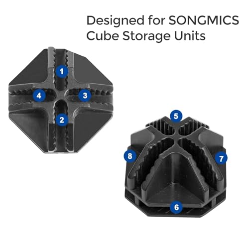SONGMICS Plastic Connectors for DIY Wire Cube Storage Unit, 20 Pieces, ABS Connector with 8 Slots, Black AULPC0B20