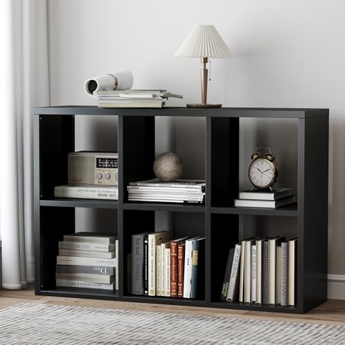 Heavy Duty Metal 6-Cube Storage Organizer, Modern Black Bookcase & Display Shelf, Multi-Functional for Home Office, Living Room as TV Stand, Cabinet, Space-Saving, Easy Assembly,2PCS - color: Black, size: 6 Cube - 2 Set