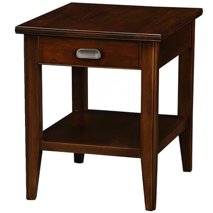 Leick Home Laurent End Table, Solid Wood, 1 Storage Drawer, Bottom Display Shelf, Easy-Assembly, For Living Room/Bedroom, Chocolate Cherry, 20.0 in. L x 24.0 in. W x 24.0 in. H, 10507 - color: Chocolate Cherry