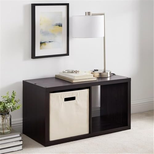 Riverbay Furniture Two Cubby Wood Storage Cabinet, 30 in Wide, Sturdy Particleboard and Veneer Construction, Espresso Finish, Horizontal or Vertical Use, Compact Design for Home Organization - size: 2 Cubby