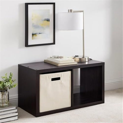 Riverbay Furniture Two Cubby Wood Storage Cabinet, 30 in Wide, Sturdy Particleboard and Veneer Construction, Espresso Finish, Horizontal or Vertical Use, Compact Design for Home Organization - size: 2 Cubby