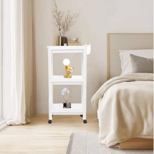 Tissting Bathroom Storage Rack 3-Tier, Plastic Freestanding Shelf | Multifunctional Organizer | Living Room & Bedroom & Kitchen | Space Saver(3 layers (with wheels)) - color: 3 Layers (With Wheels)