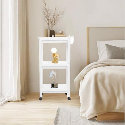 Tissting Bathroom Storage Rack 3-Tier, Plastic Freestanding Shelf | Multifunctional Organizer | Living Room & Bedroom & Kitchen | Space Saver(3 layers (with wheels)) - color: 3 Layers (With Wheels)