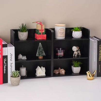 10"x 12" Small Trinket Display Shelf for Desk or Wall, Black | Fully Assembled, Wooden Shadow Box with Shelves, Display Case for Collectibles, Knick-Knack, Mini Figurines, Perfume, Crystal - color: Black