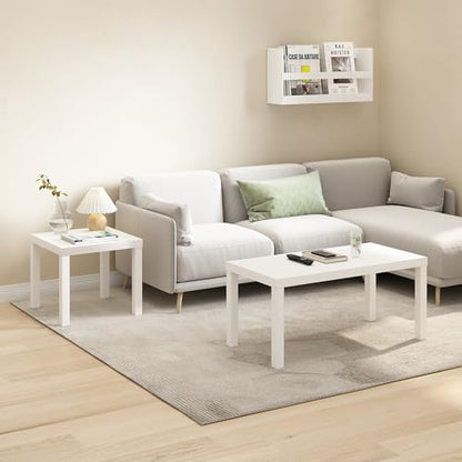 Furinno CLASSIC Coffee Table, Modern Rectangle Printer Stand, White | 1.8" Triple Thick Tabletop, Toolless Assembly, Side Table, for Living Room, Home Office - color: White, size: Rectangle