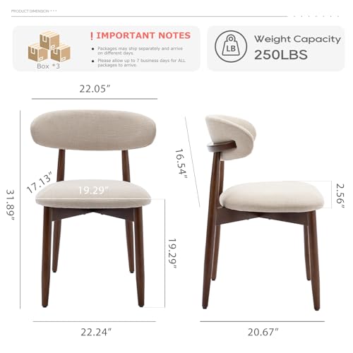 COLAMY Wooden Dining Chairs Set of 6, Modern Upholstered Fabric Dining Room Chair, Farmhouse Kitchen Side Chairs with Foot Pegs, Beige - color: Beige, size: Set of 6