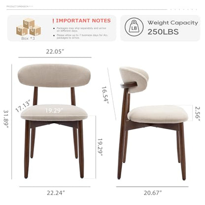 COLAMY Wooden Dining Chairs Set of 6, Modern Upholstered Fabric Dining Room Chair, Farmhouse Kitchen Side Chairs with Foot Pegs, Beige - color: Beige, size: Set of 6