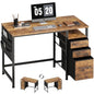Ｍａｉｈａｉｌ Maihail Small Desk with Drawers, 40 inch Computer Desk with Shelves, Writing Desk with Storage, Small Office Desk with Metal Frame, Rustic Brown2 - color: Rustic Brown, size: 40 inch