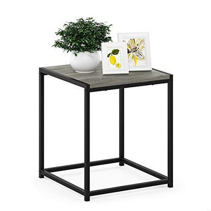 Modern End Table with Metal Frame, Easy Assembly Night Stand, Square Open Frame Bedside Table, Side Table, for Bedroom, Living Room, French Oak Grey - color: French Oak Grey, size: 1 Tier, Set of 1