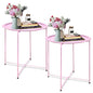 Garden 4 you End Table 2 PCS Metal Side Table Pink Round Folding Tray Cyan Sofa Small Accent Fold-able Table, Round End Table Tray, Next to Sofa Table, Snack Table for Living Room and Bed Room - color: Pink