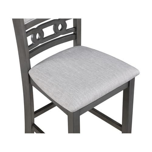 New Classic Furniture Gia Counter Dining Chair (Set of Four), Light Gray Fabric Upholstered Seat & Back Rest, Gray - color: Grey, size: Set of 4, style: Counter Chair