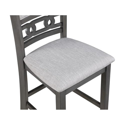 New Classic Furniture Gia Counter Dining Chair (Set of Four), Light Gray Fabric Upholstered Seat & Back Rest, Gray - color: Grey, size: Set of 4, style: Counter Chair