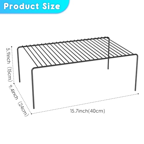 6Pack Cabinet Storage Shelf Rack, 15.7''L x 9.4''W x 5.9''H, Black | Spice Rack, Rustproof Metal Wire Kitchen Counter Organizers and Storage, for Cabinet, Plate, Dish, Pantry, Bathroom, Fridge - size: 6Pack-Black-15.7 x 9.4 inch