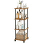 4-Tier 38.2" Tall Rustic Brown Bathroom Shelving Unit with Wheels | Wood Finish, Metal Frame, Rolling Narrow Open Shelf Design, for Laundry Room, Kitchen, Living Spaces, Easy to Move - color: Rustic Brown, size: 4-Tier
