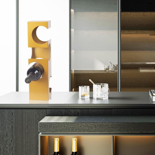 Wine Rack Countertop, Freestanding Creativity Modern Small Wine Holder, Tabletop Wine Stand for Kitchen Wine Bar Inside Cabinet, Pantry Decor-4 Bottle